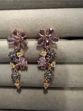 kate spade Pink & Blue Floral Crystal Drop Earrings